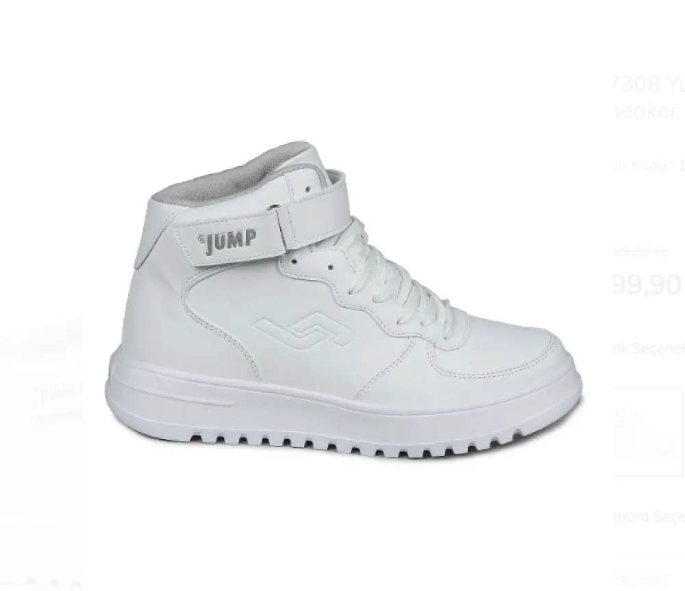 Jump 17308 Yüksek Bilekli Beyaz Kadın Sneaker Günlük Spor Ayakkabı